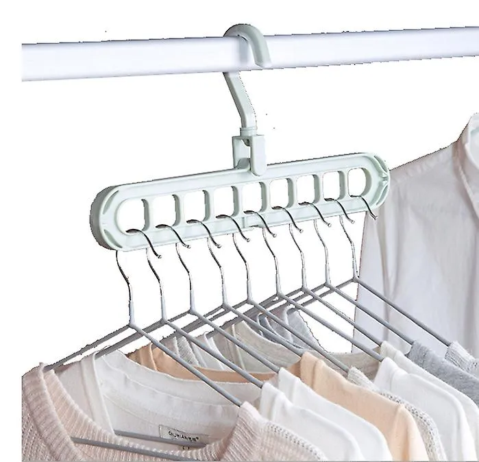 10pcs green Indoor hangers, household multifunctional hangers, balcony drying racks AZ12960