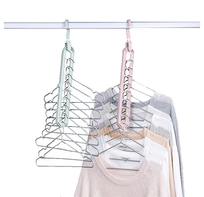 10pcs green Indoor hangers, household multifunctional hangers, balcony drying racks AZ12960
