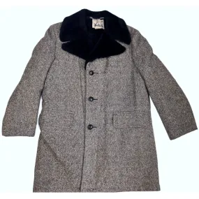 1970s WOOLRICH Sheep COAT jacket VTG Car Coat Gray S&P Tweed Fur Collar sz 40