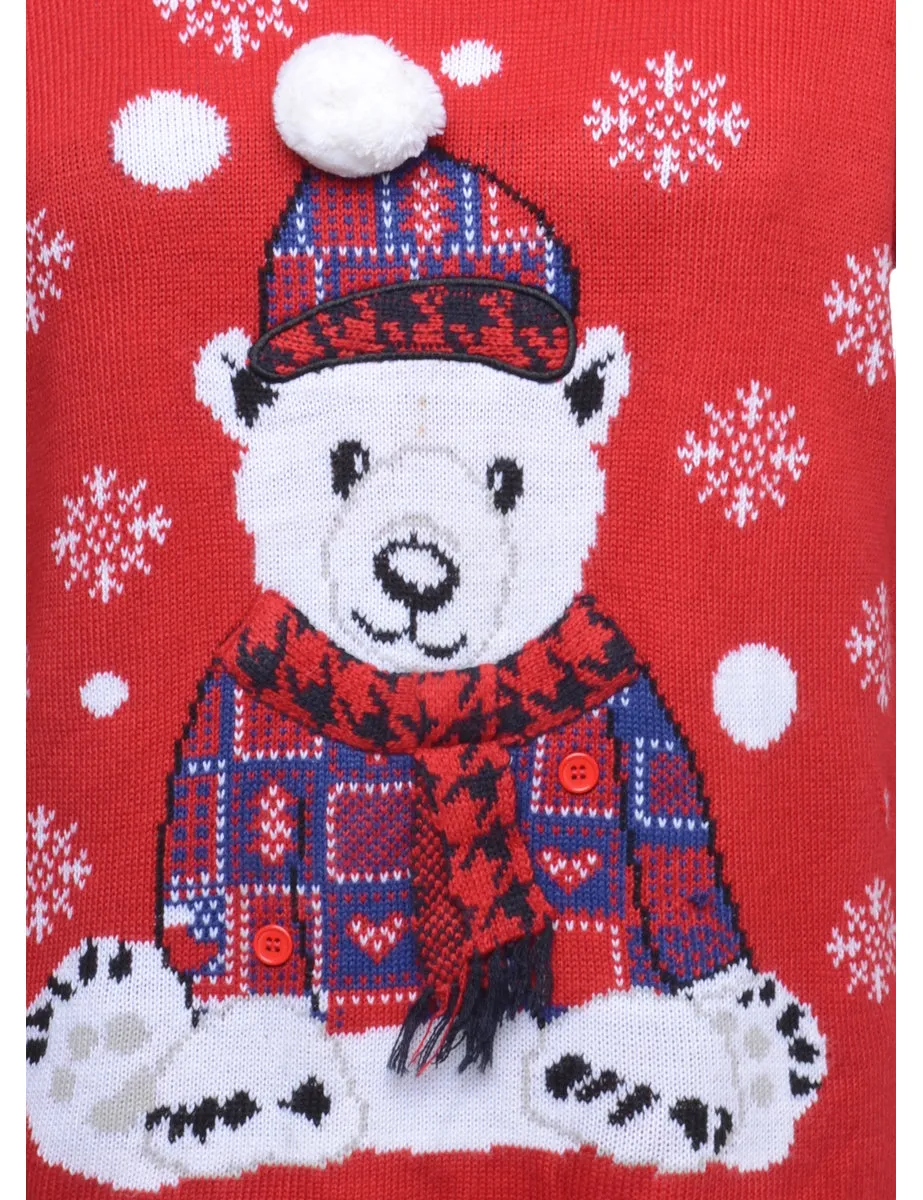 1990s Teddy Bear Design Christmas Jumper - M