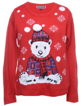 1990s Teddy Bear Design Christmas Jumper - M