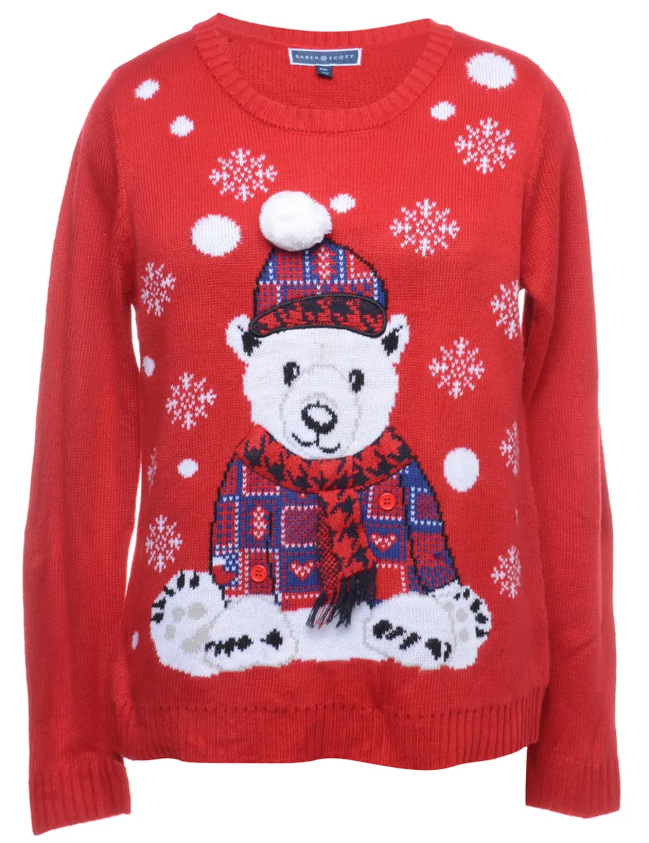 1990s Teddy Bear Design Christmas Jumper - M