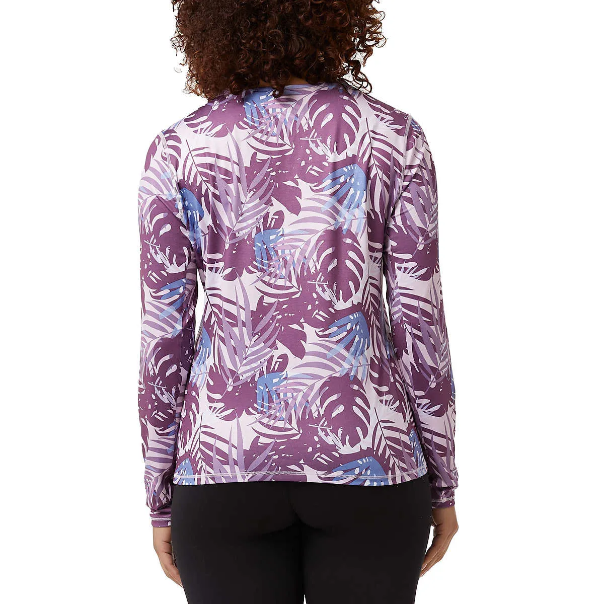 32 Degrees Women's  Palm Leaf Print Tee UPF 50  Protection Long Sleeve Sun T-Shirt