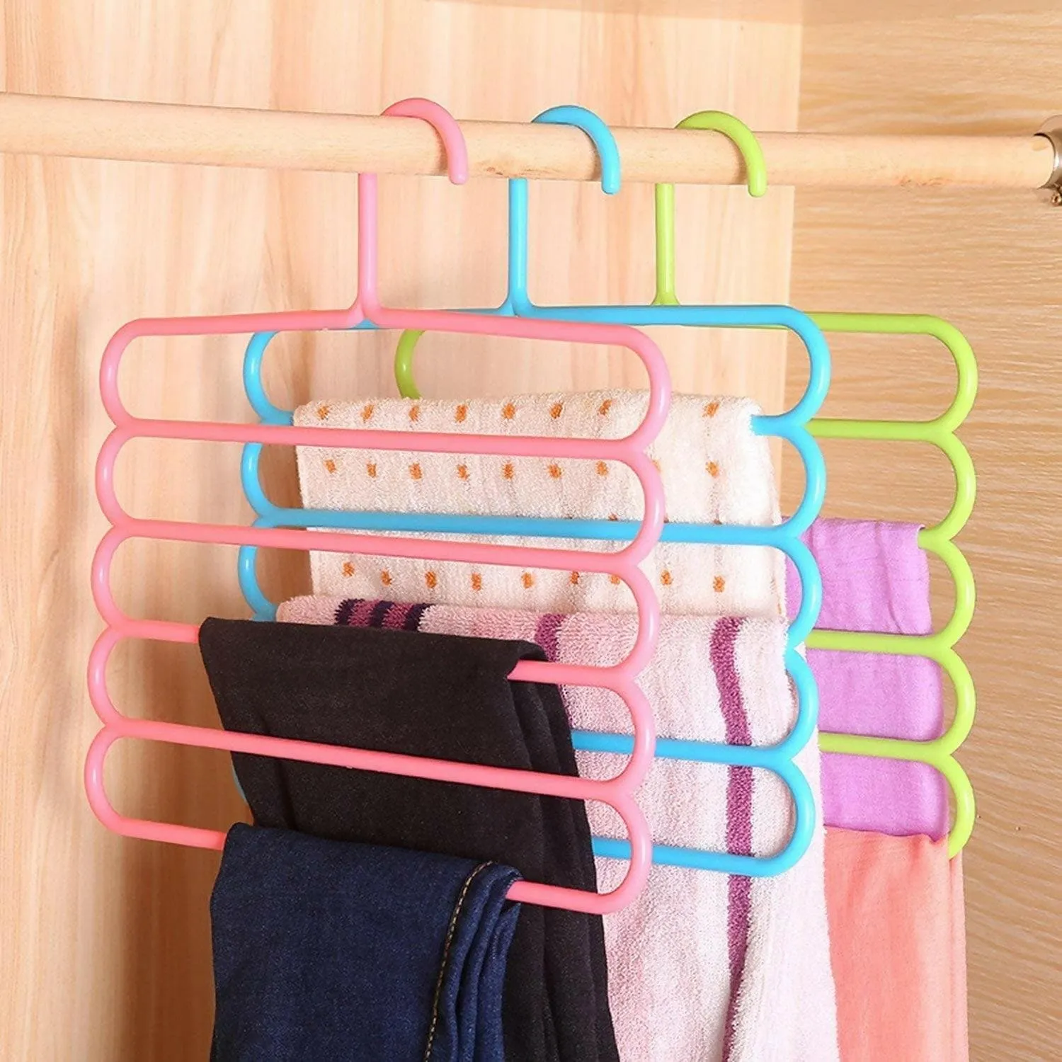 5 in 1 Multipurpose Plastic Hanger, Assorted 5 Layer