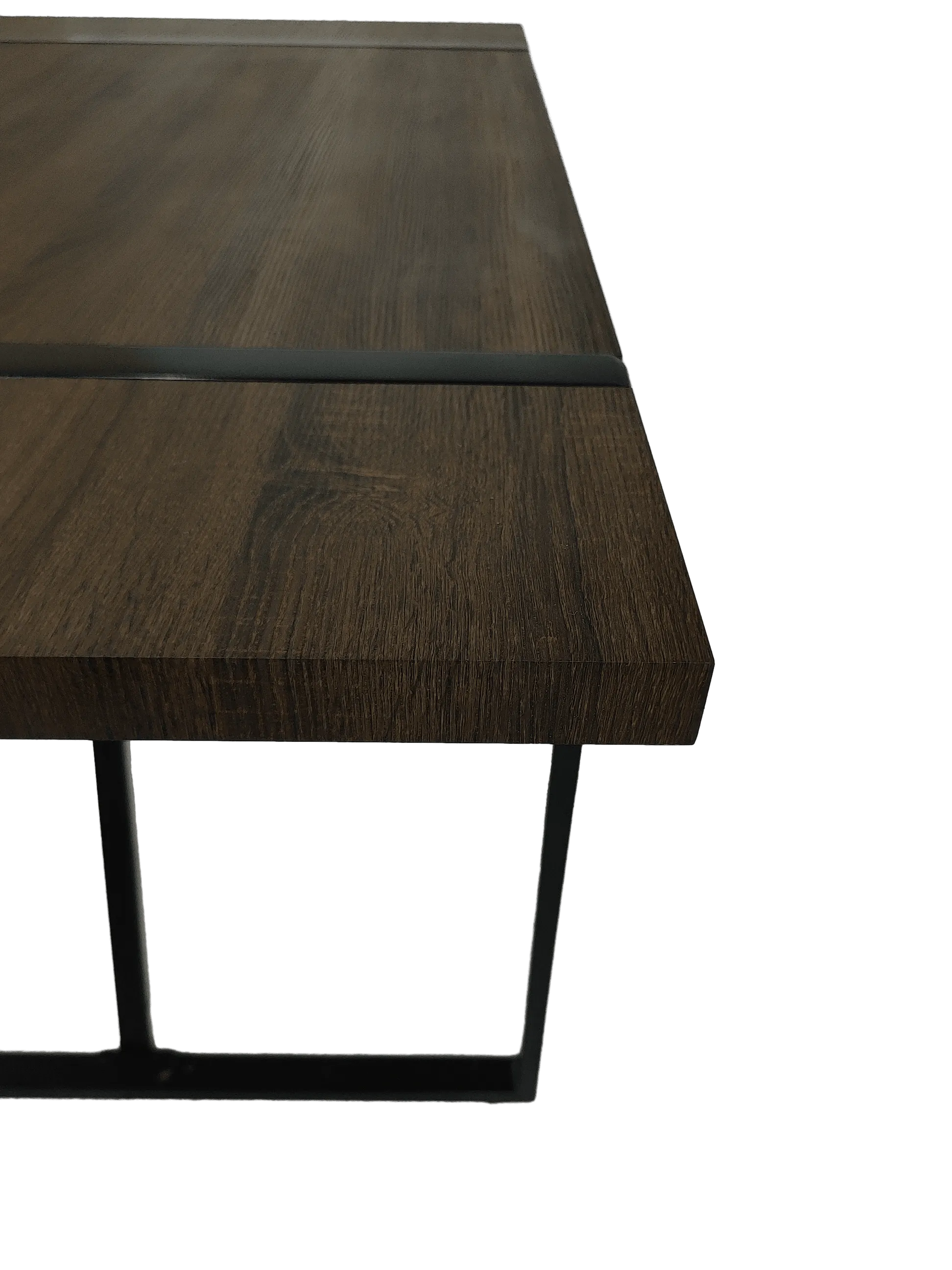 55" Rustic Industrial Walnut Dining Table, 1.5" MDF Top, Black Metal Legs