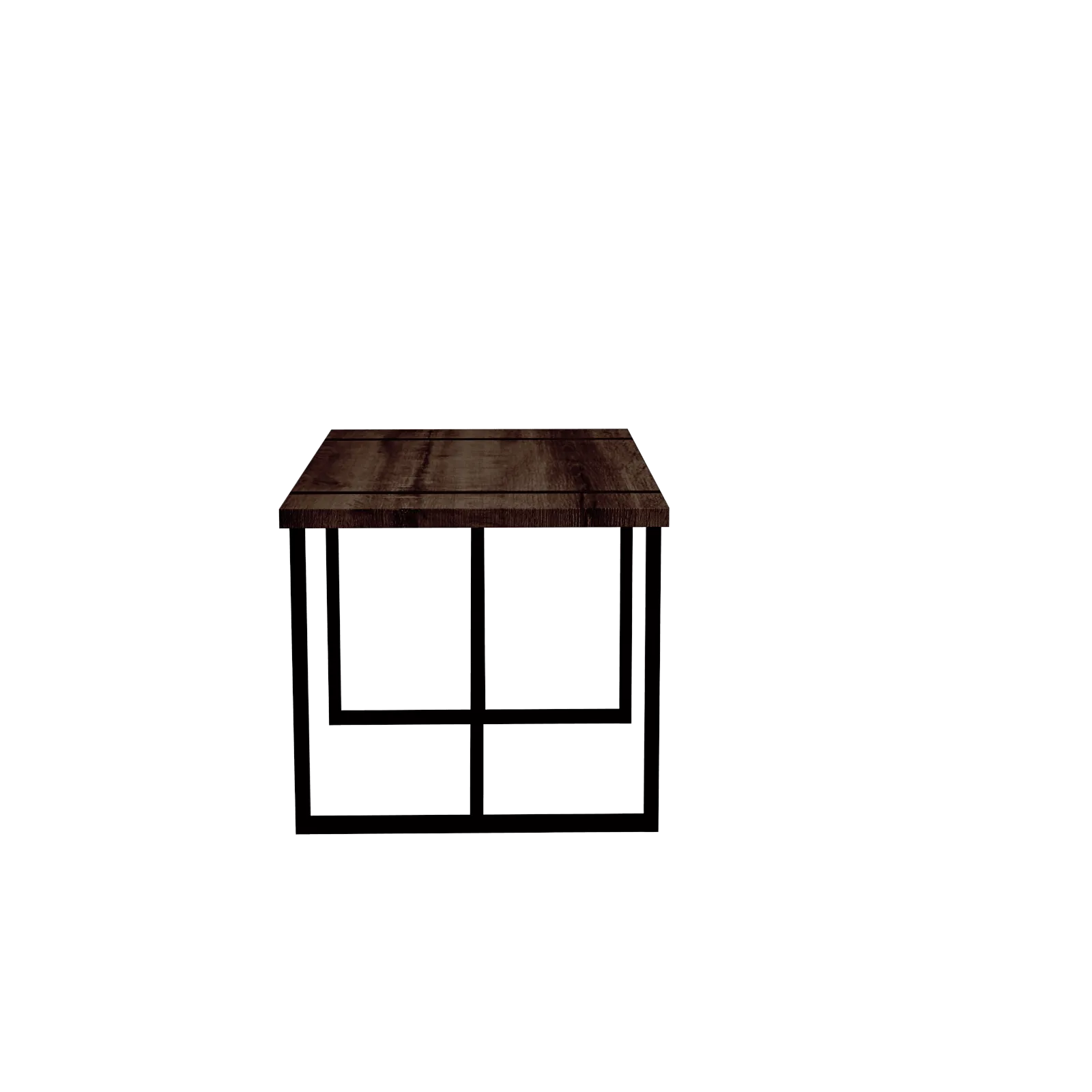 55" Rustic Industrial Walnut Dining Table, 1.5" MDF Top, Black Metal Legs