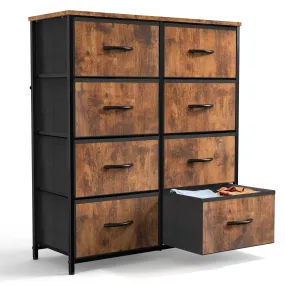 8-Drawer Tall Dresser for Bedroom, Fabric Chest with Wood Top and Sturdy Steel Frame