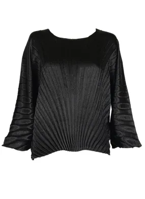 9240002 Round Neck Loose Pleated Top *Black