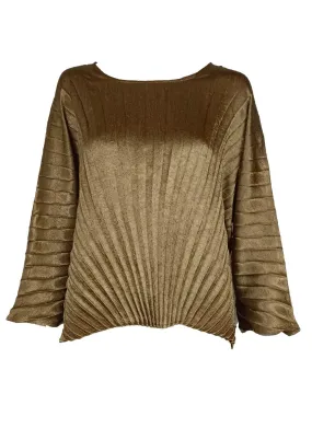 9240002 Round Neck Loose Pleated Top *Bronze