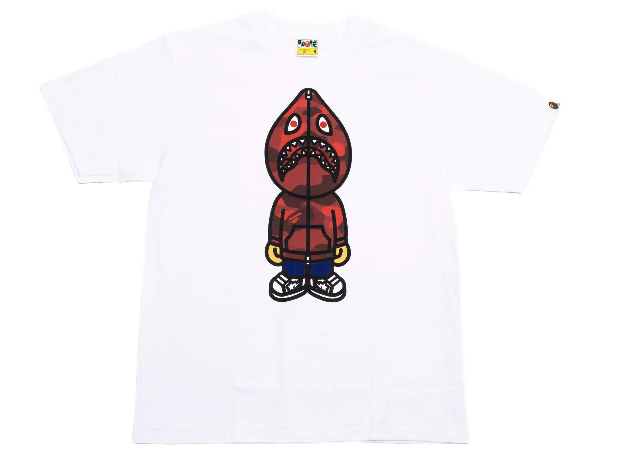 A Bathing Ape Color Camo Classic Milo Shark Tee in White/Red