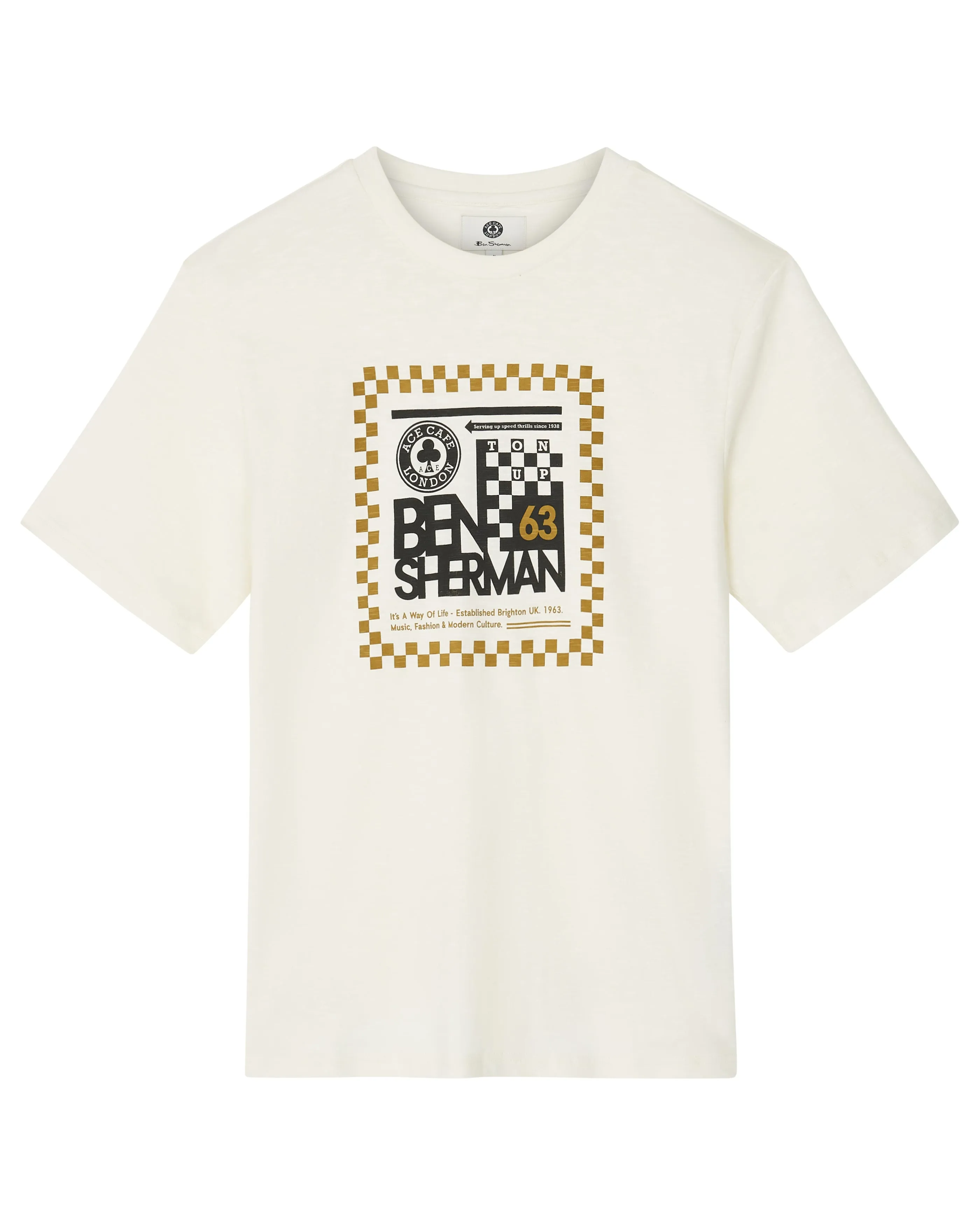 Ace Cafe Chequerboard Tee - Ivory
