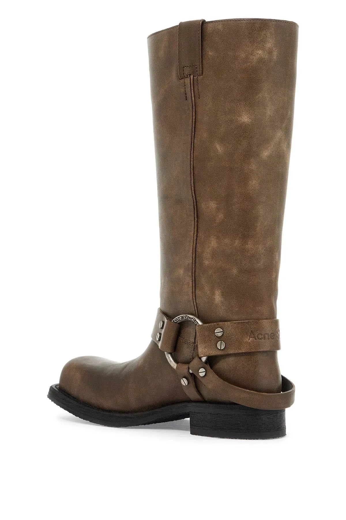 ACNE STUDIOS vintage leather biker boots with distressed effect