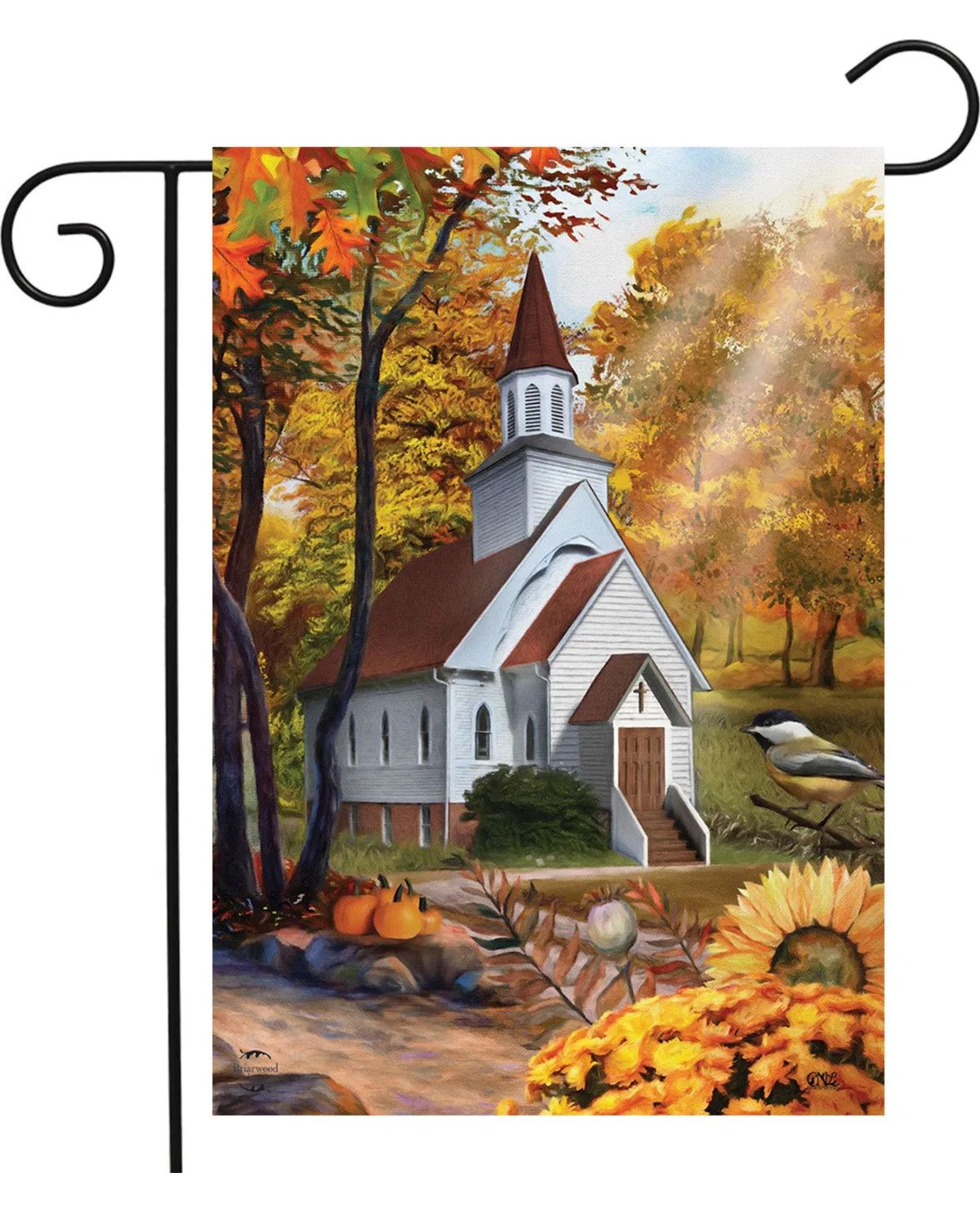 Autumn Church Garden Flag