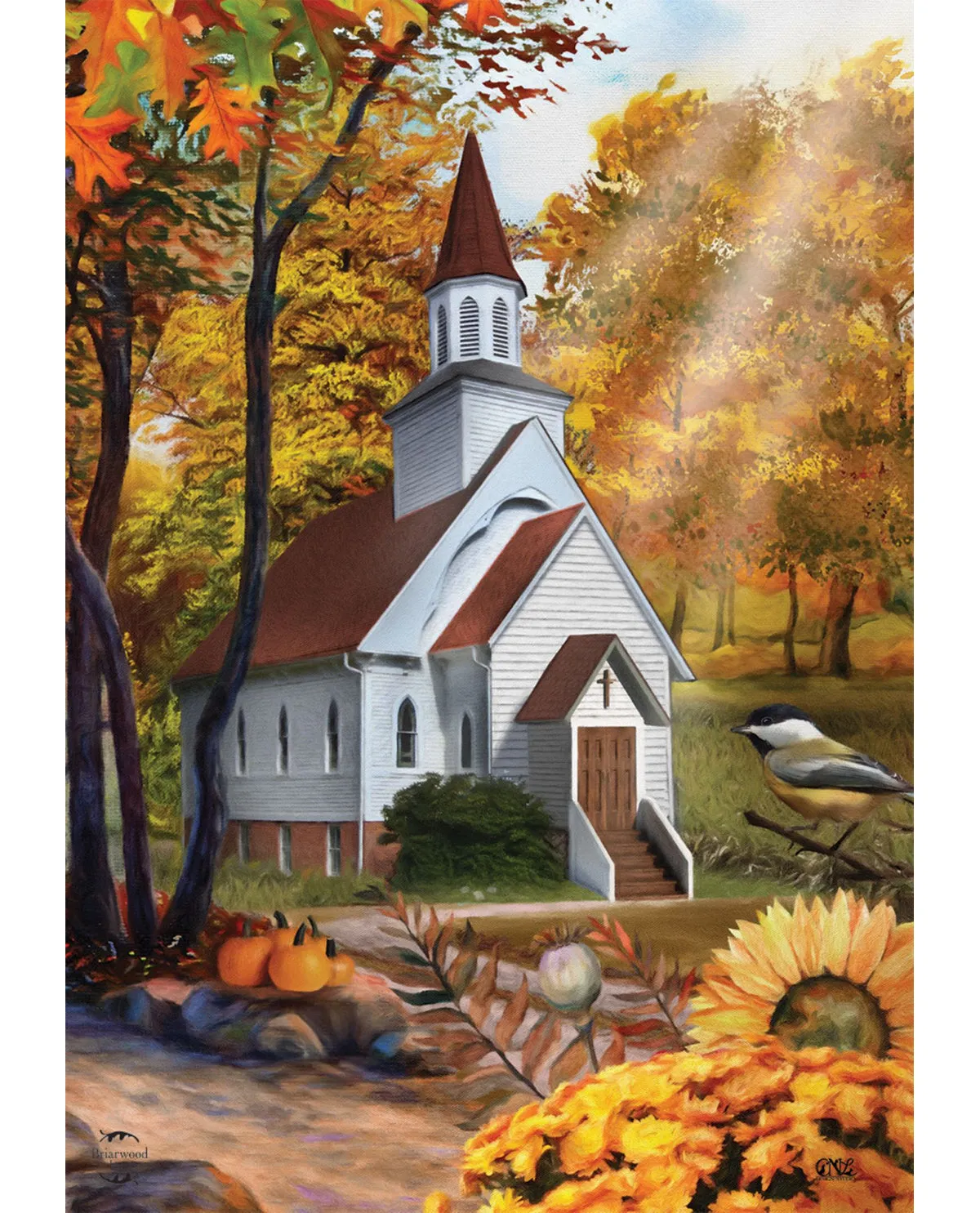 Autumn Church Garden Flag