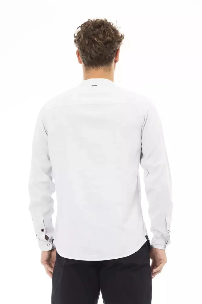 Baldinini Trend White Linen Men Men's Shirt