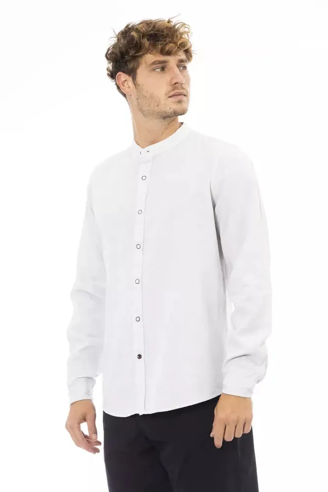 Baldinini Trend White Linen Men Men's Shirt