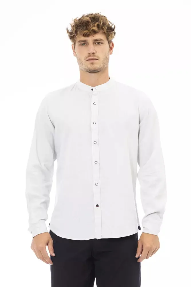 Baldinini Trend White Linen Men Men's Shirt