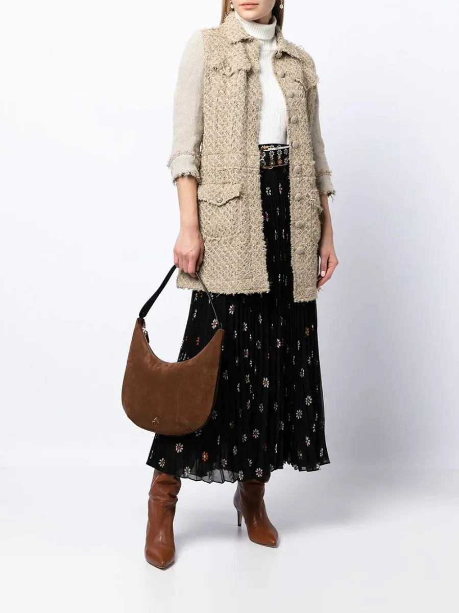 Beige Tweed Mid-length Jacket