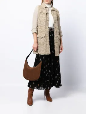 Beige Tweed Mid-length Jacket