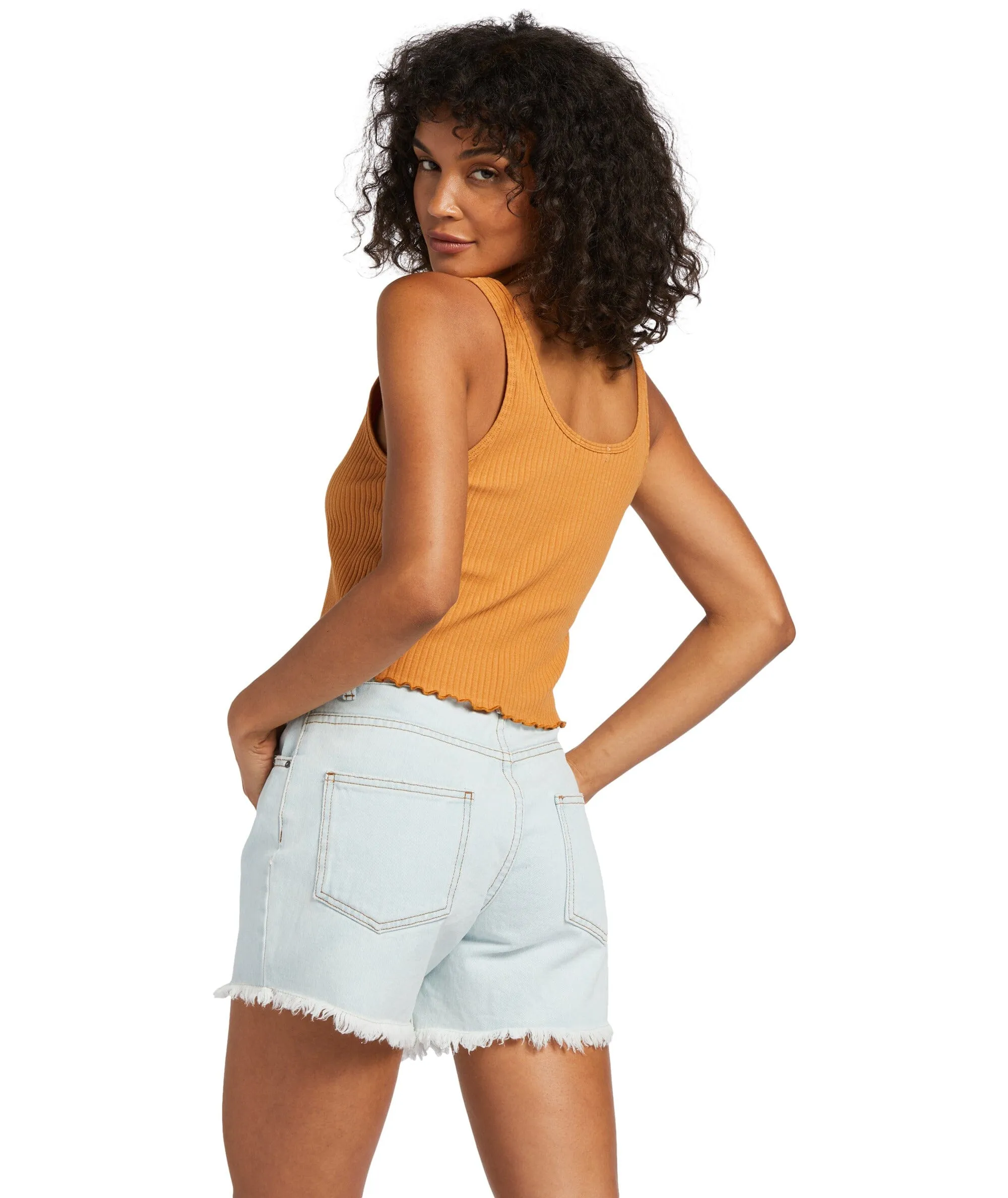 BILLABONG Women's How Bout That Indigo Denim Shorts Light Blue