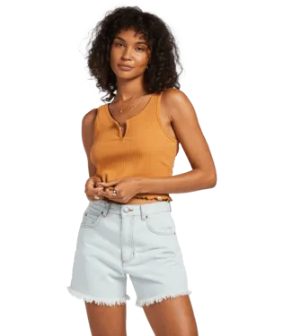 BILLABONG Women's How Bout That Indigo Denim Shorts Light Blue