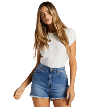BILLABONG Women's So Cheeky High-Waist Denim Short Dark Denim