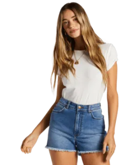 BILLABONG Women's So Cheeky High-Waist Denim Short Dark Denim