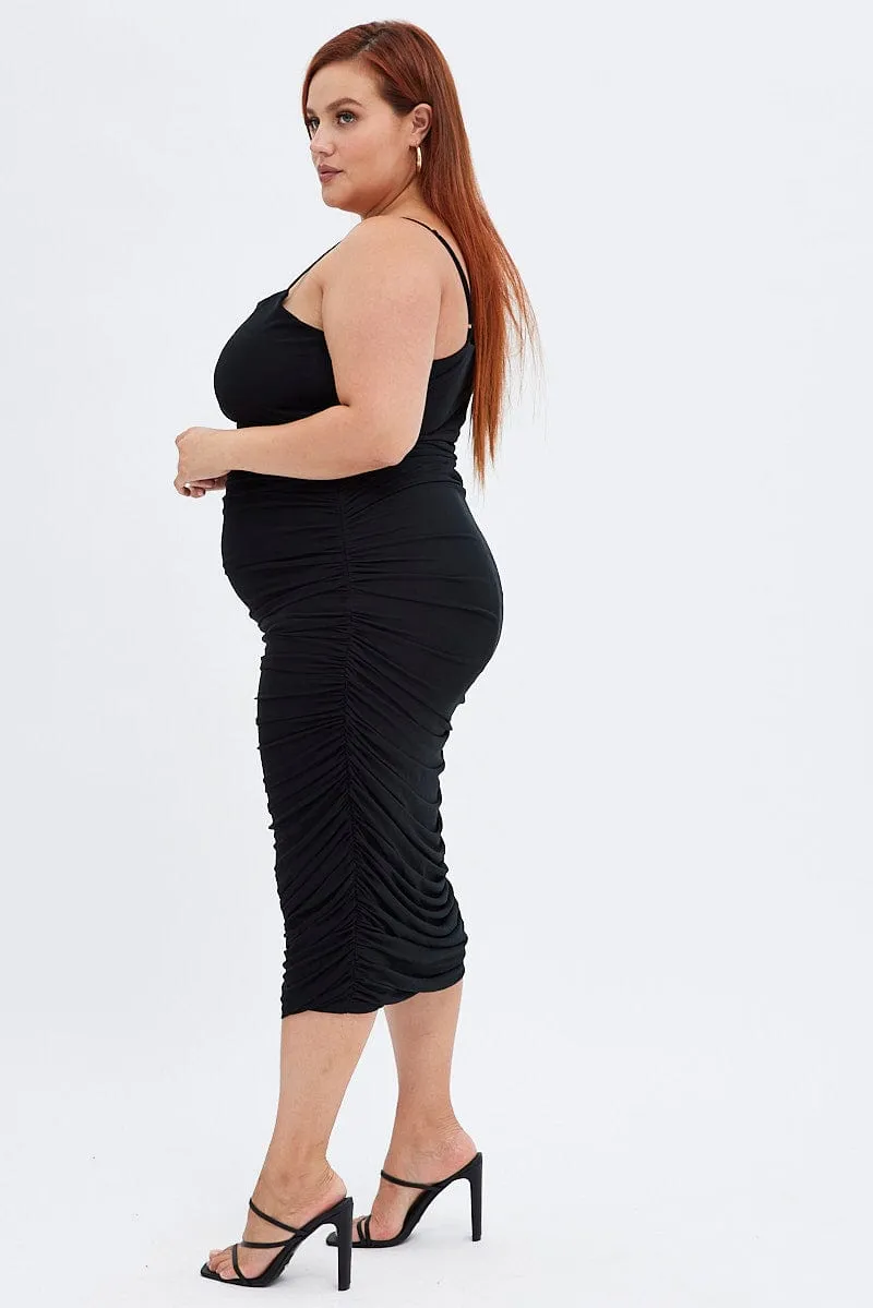 Black Bodycon Dress Sleeveless Midi Mesh