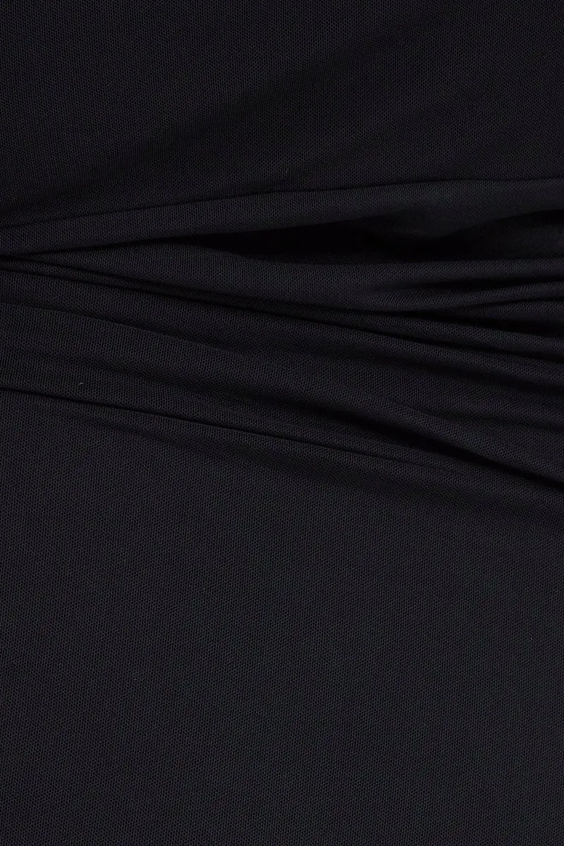 Black Bodycon Dress Sleeveless Midi Mesh