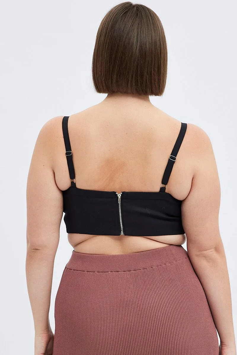 Black Corset Top Sleeveless Crop