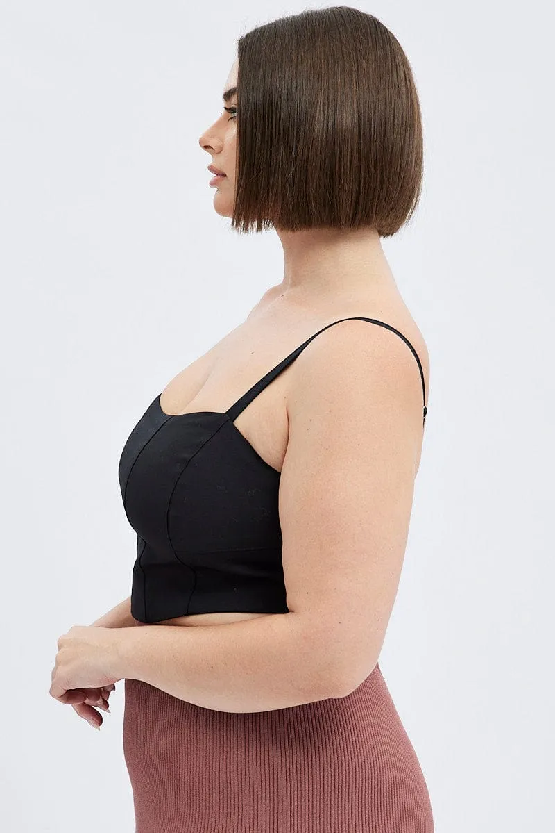 Black Corset Top Sleeveless Crop