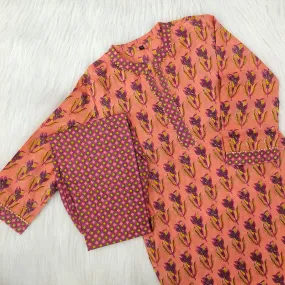 BLUSH PEACH COTTON KURTA SET