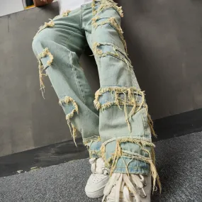 Bonsir 90s fashion men American Style Retro Wide Leg Jeans Men's American Style Trendy Loose Trousers High Street Wide Leg Pants