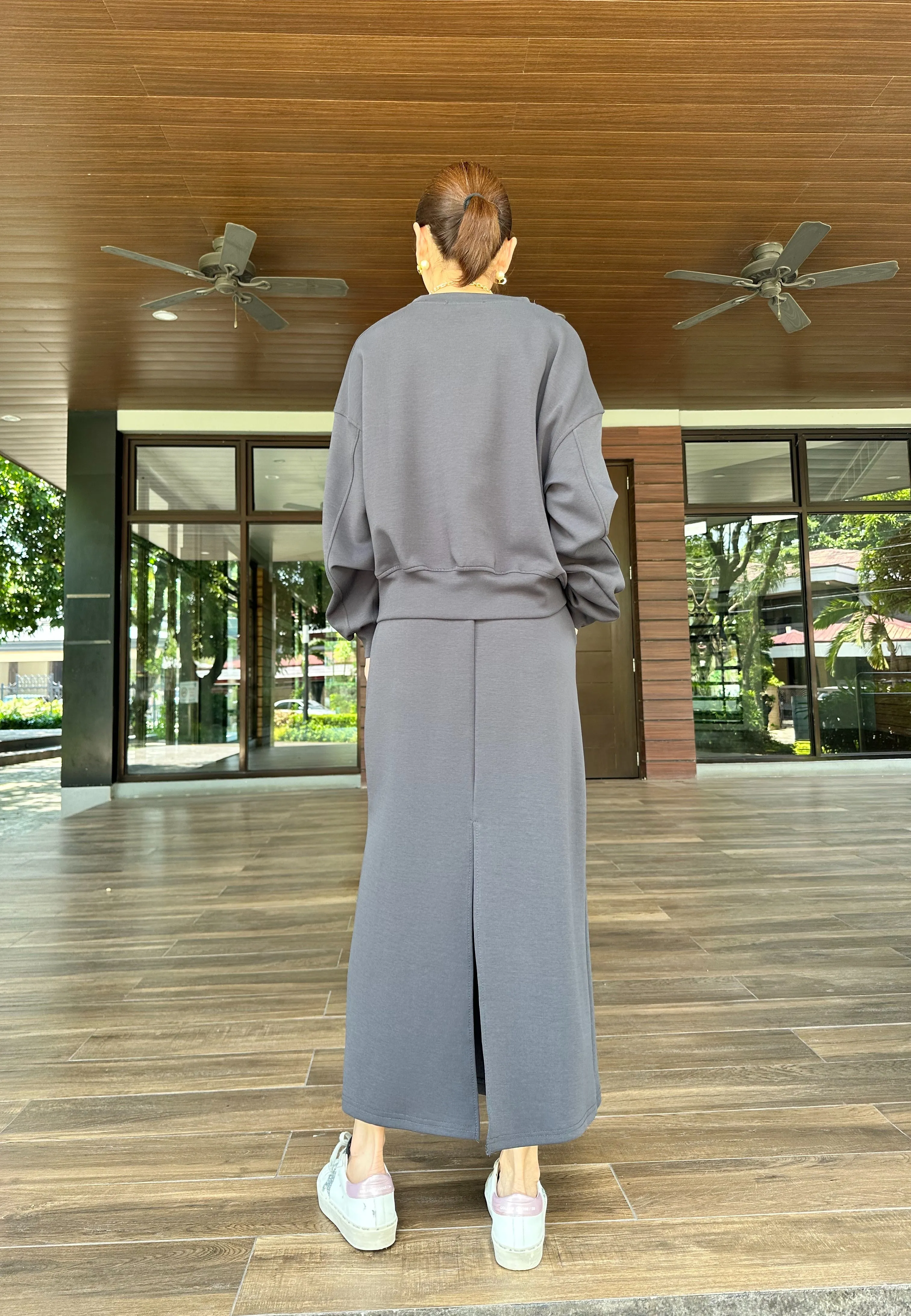 Brooklyn Sweat Skirt in Grey