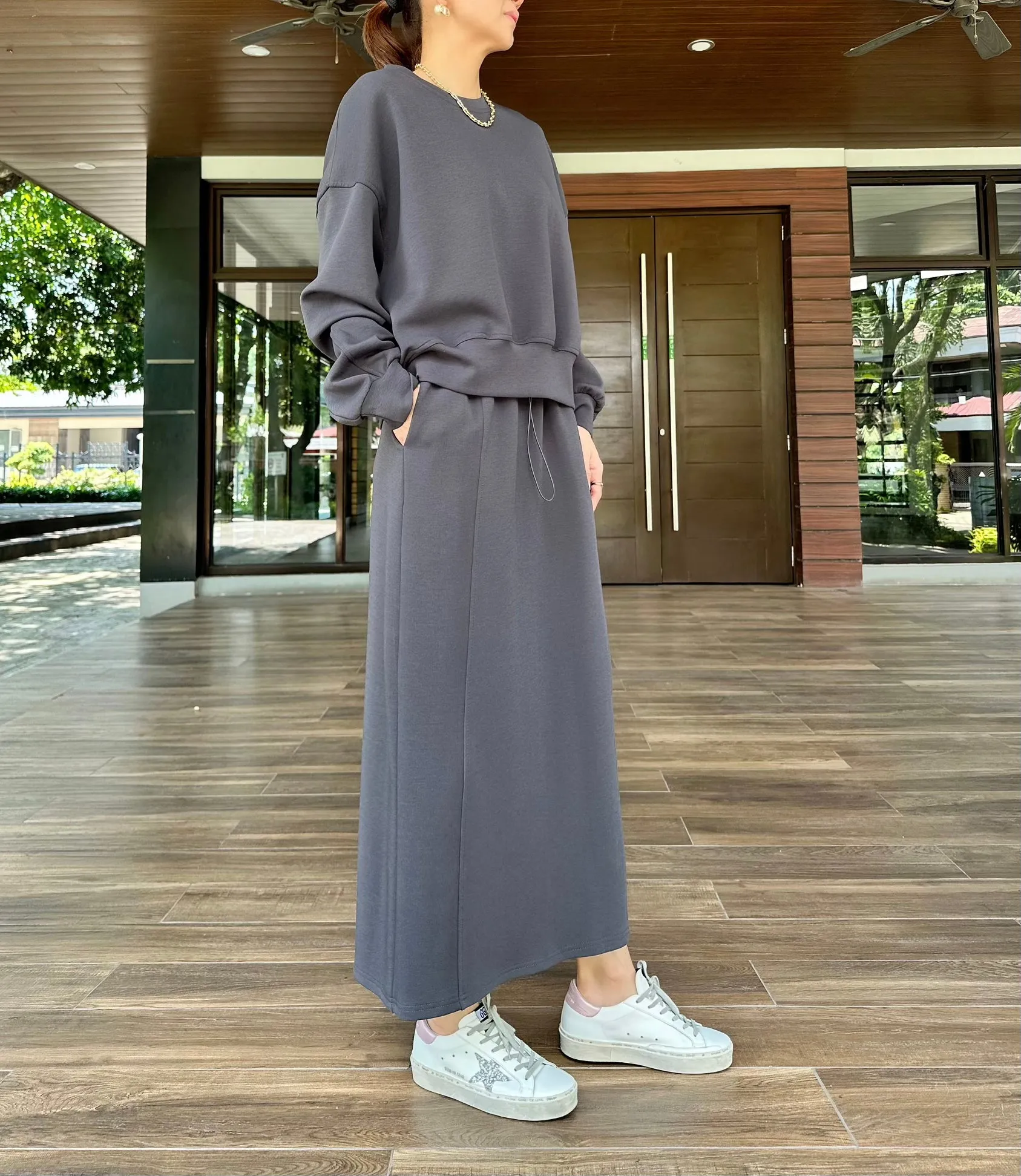 Brooklyn Sweat Skirt in Grey