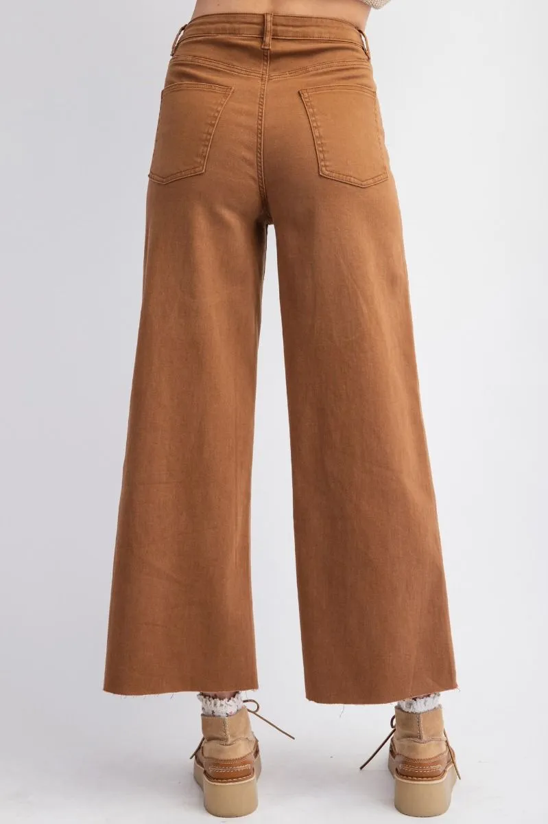 Brown Heart Patch Stretch Twill Pants