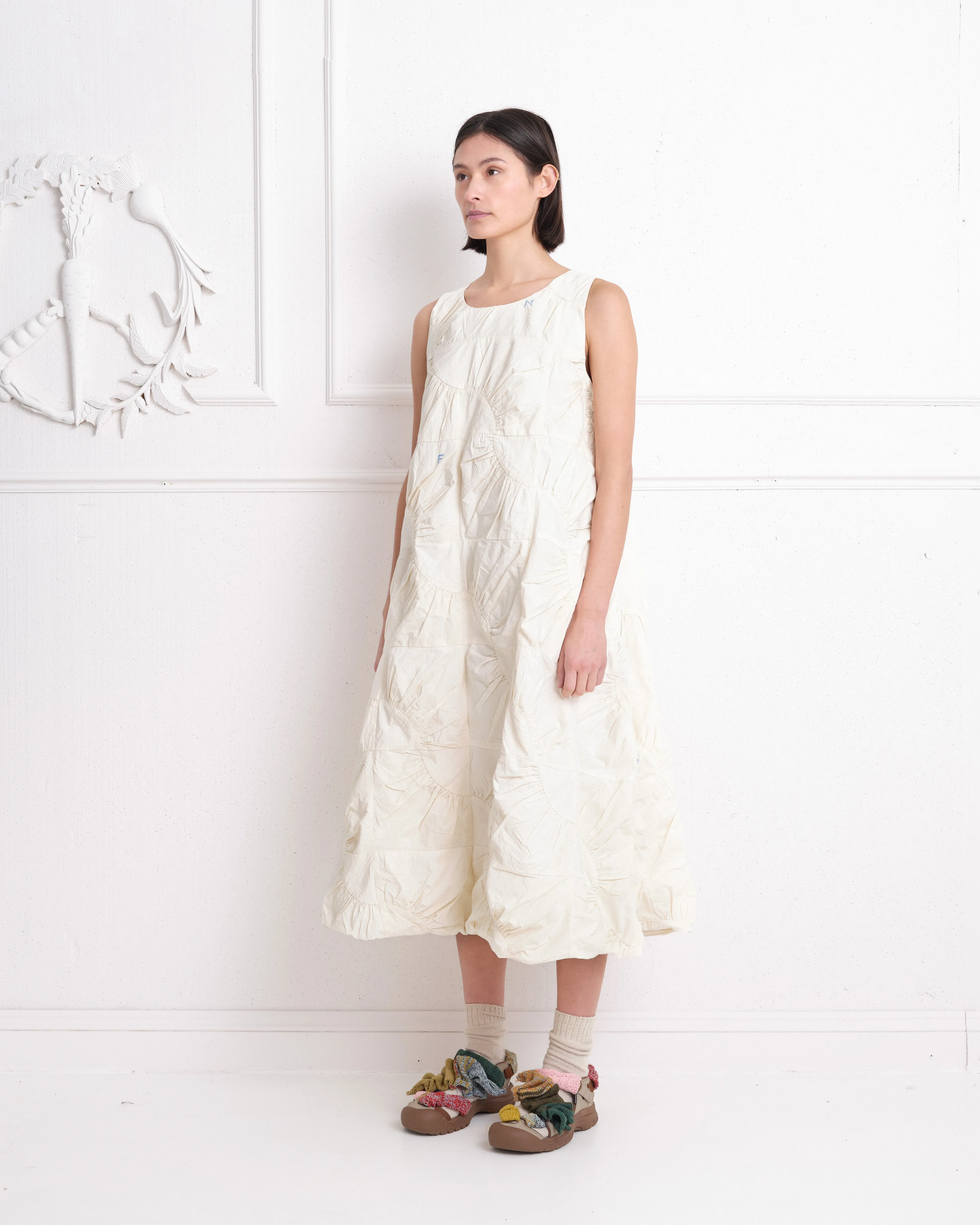 Bunny Dress - Ecru Wandering Patchwork