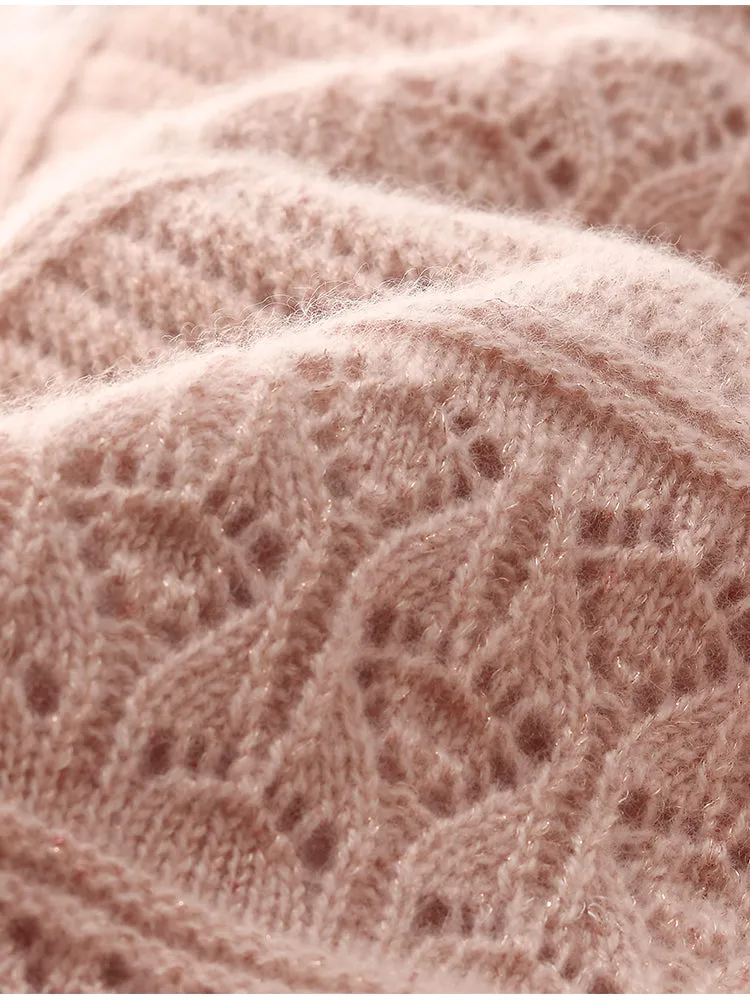 Cashmere Blend Openwork Women Sweater