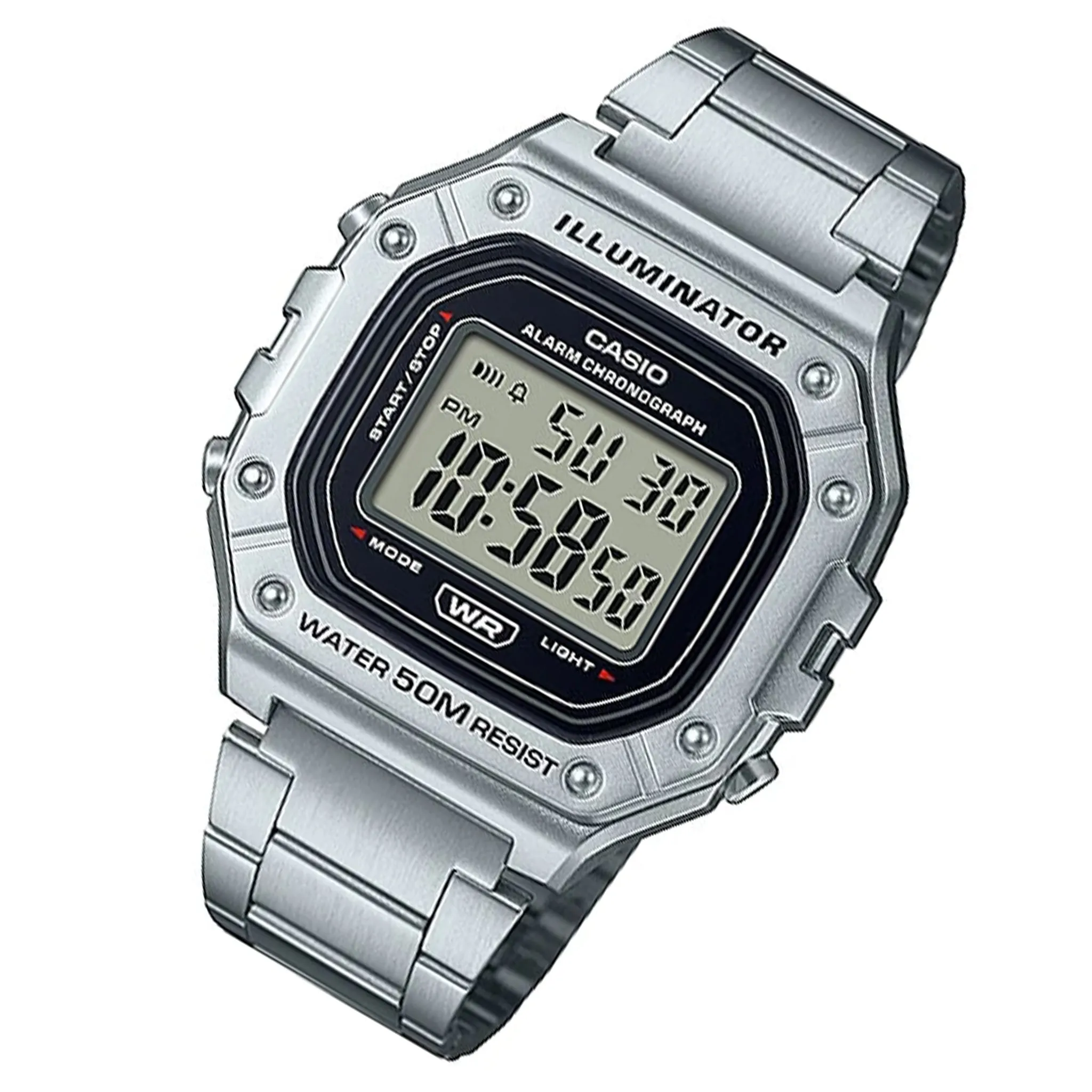 Casio Illuminator Stainless Steel Digital Men's Watch - W218HD-1A