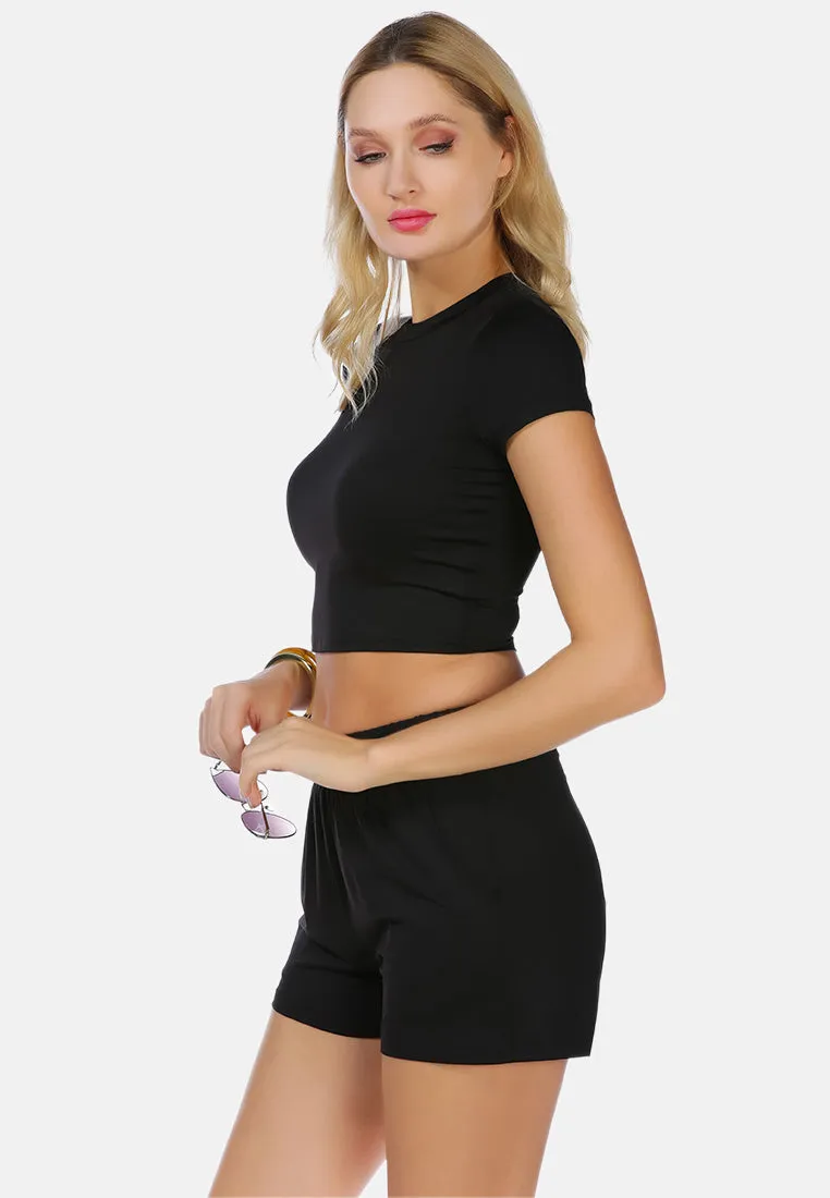 Casual Line Crew Neck Solid Top