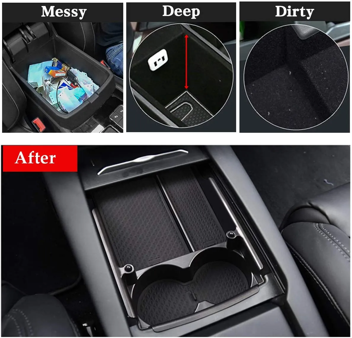 Center Console Armrest Storage Box for Tesla Model S/Model X 2016 - 2021