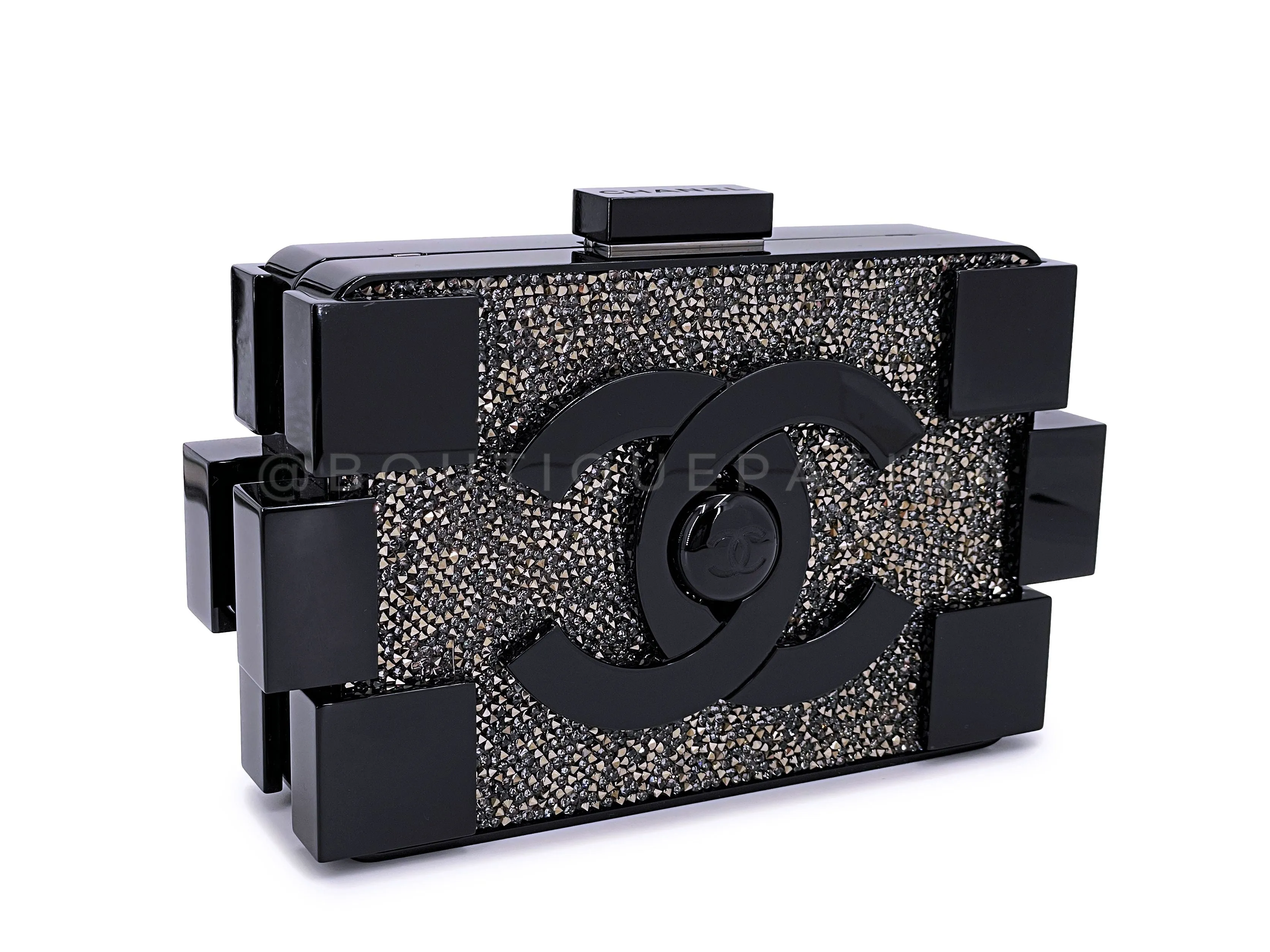 Chanel 2013 Strass Crystal Filled Lego Brick Clutch Bag RHW WLZ