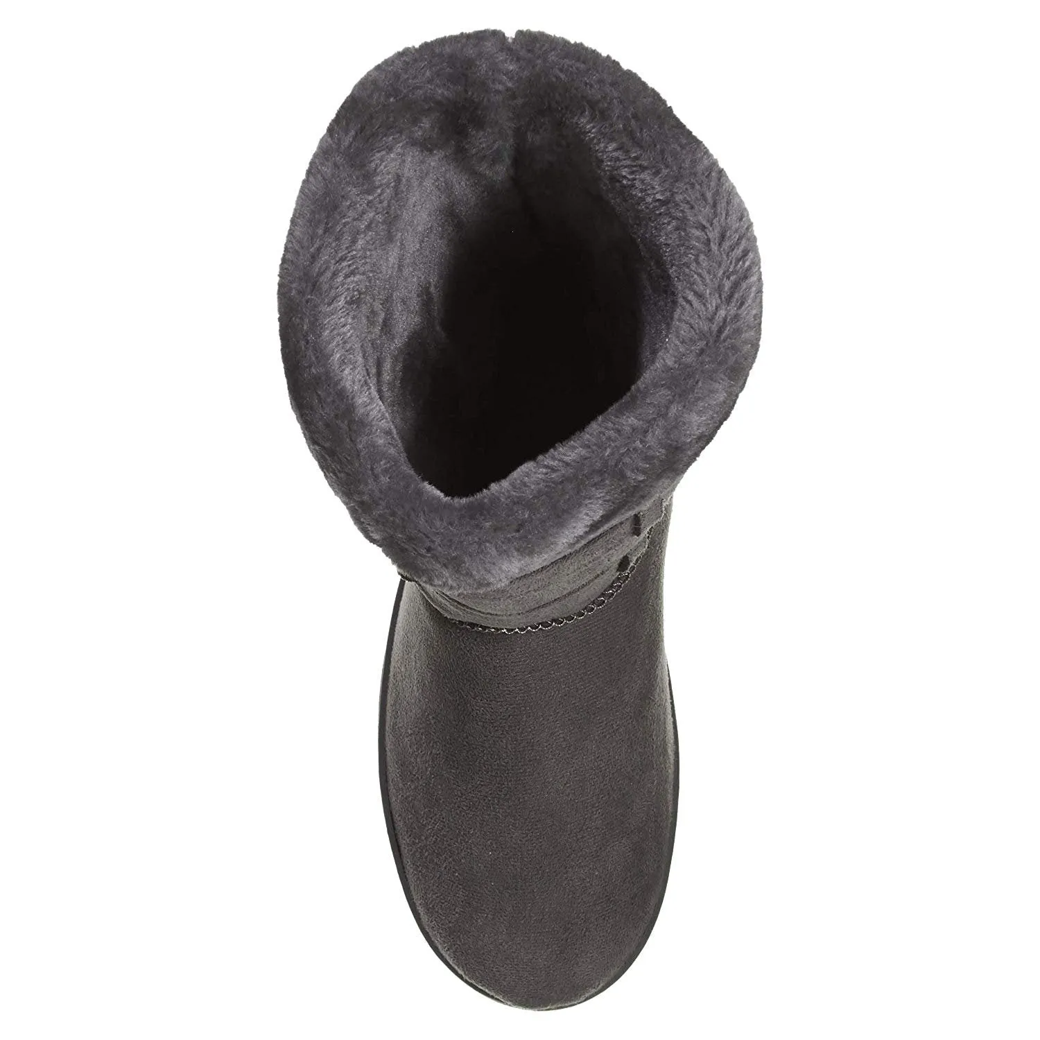 Chatties Chatz Womens Slip On Mid High Microsuede Winter Boots with Bows and Faux Fur Trim
