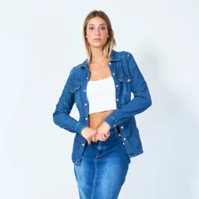 Classic denim button-up shirt wholesale