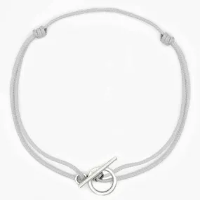 Cord Bracelet With Sterling Silver Toggle (Light Grey)