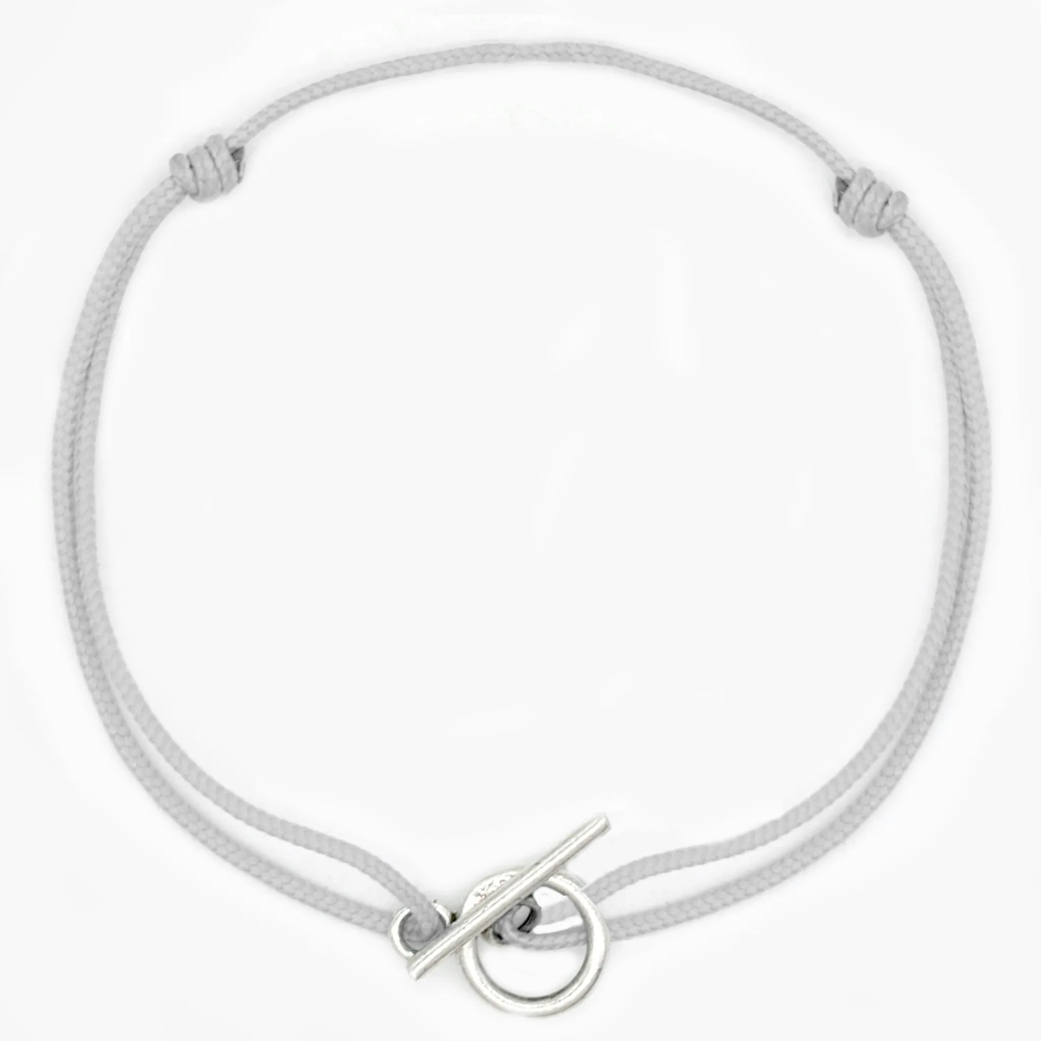 Cord Bracelet With Sterling Silver Toggle (Light Grey)