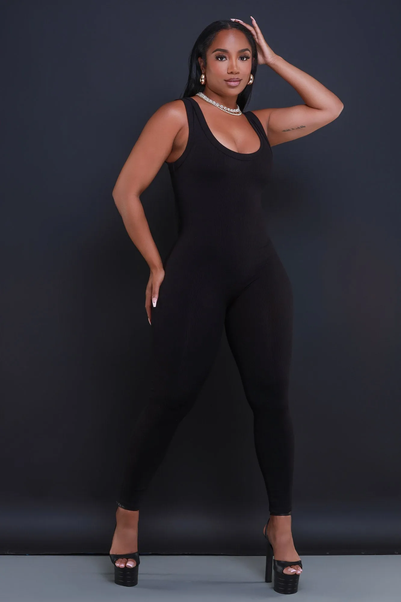 Cover Me Cellulite Deleter Sleeveless Jumpsuit - Black