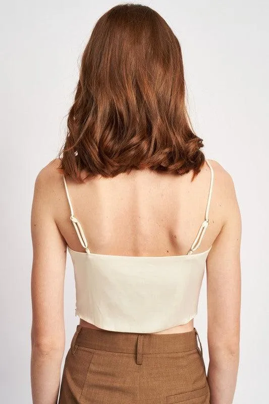 Cowl Neck Satin Bustier Blue