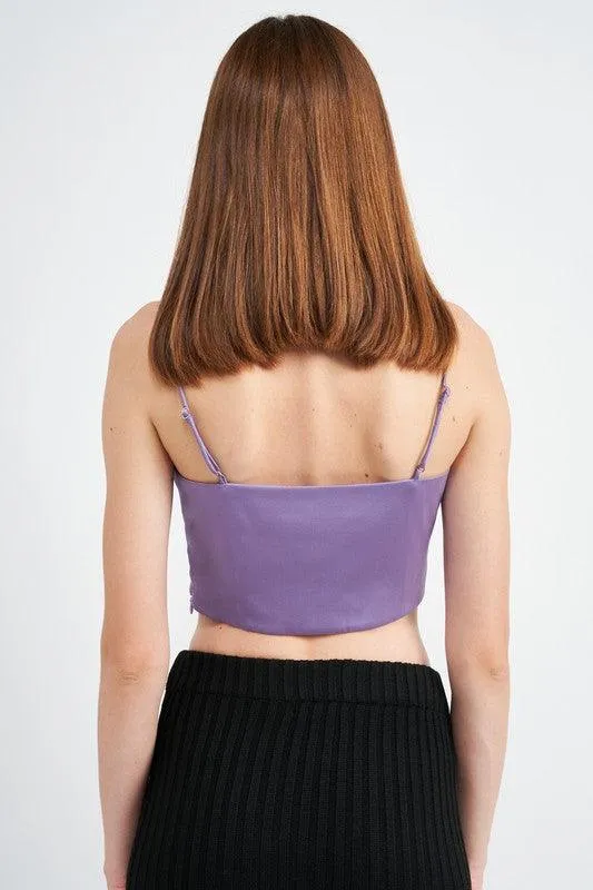 Cowl Neck Satin Bustier Blue