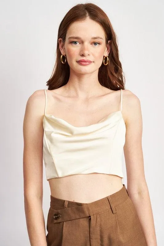 Cowl Neck Satin Bustier Blue